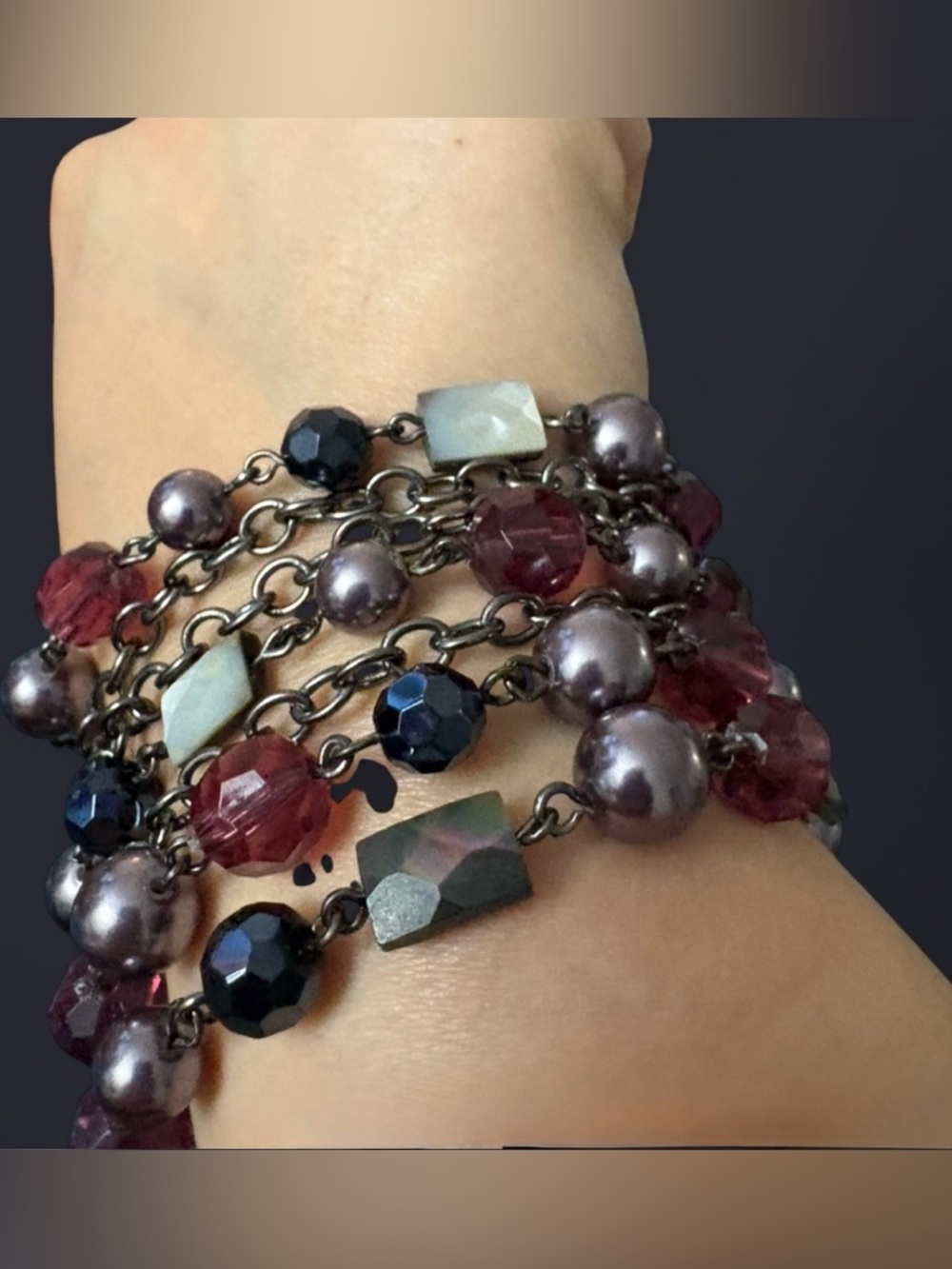 ✨ Lia Sophia 7-Strand Bracelet | “Purple Haze / City Lights”